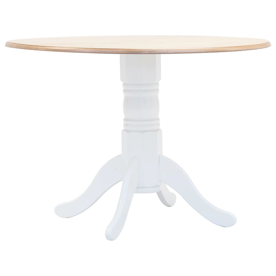 vidaXL Ruokapöytä valkoinen ja ruskea 106 cm kumipuu