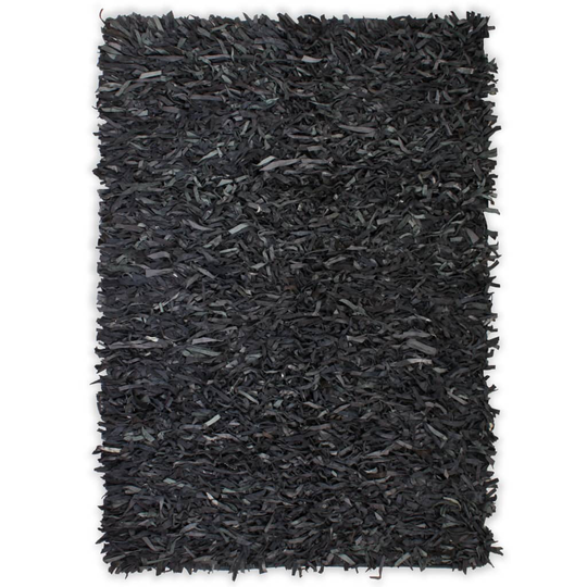 vidaXL Shaggy-matto aito nahka 160x230 cm harmaa