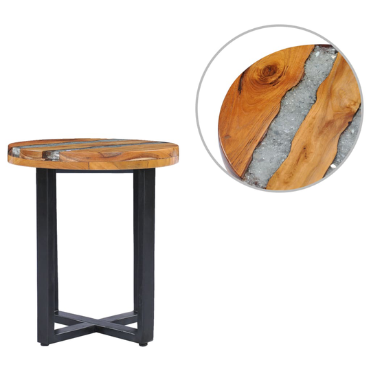 vidaXL Sohvapöytä 40x45 cm täysi tiikki ja polyesterihartsi