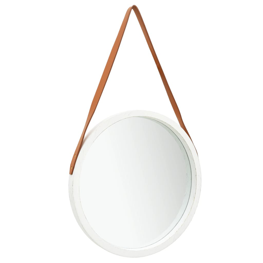 vidaXL Seinäpeili hihnalla 50 cm valkoinen