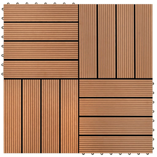 vidaXL Lattialaatat 22 kpl 30x30cm 2 m² puukomposiitti ruskea