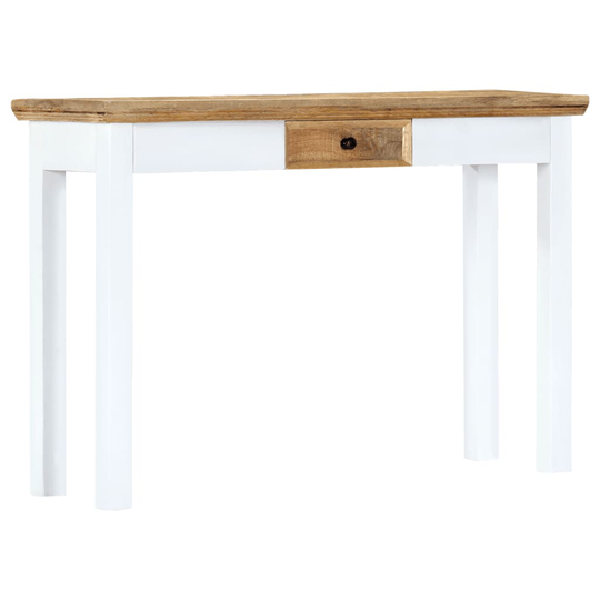 vidaXL Konsolipöytä valkoinen ja ruskea 110x35x75 cm täysi mangopuu