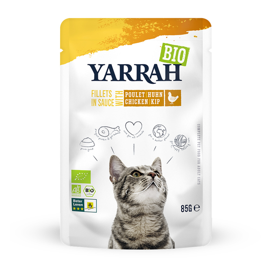 Yarrah Bio Fillets in Sauce -säästöpakkaus 28 x 85 g - kana