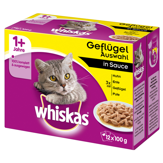 48 x 85 / 100 g Whiskas-kissanruokaa erikoishintaan! - 1+ Adult siipikarjavalikoima kastikkeessa (48 x 100 g)