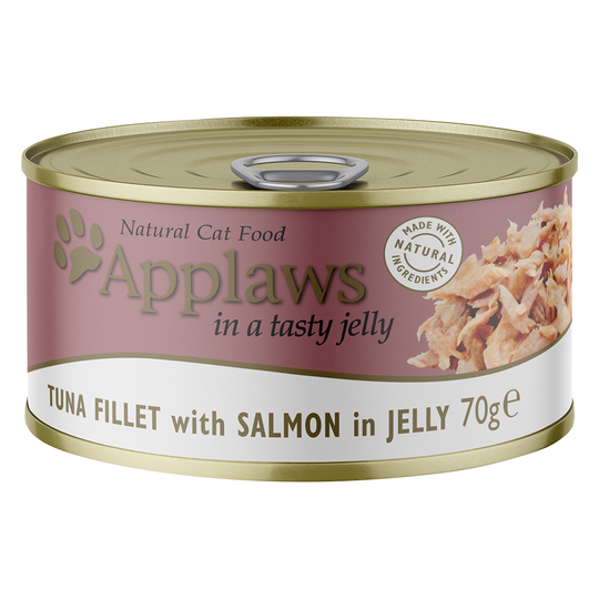 18 + 6 kaupan päälle! 24 x 70 g Applaws-kissanruokaa - in Jelly: tonnikala & lohi