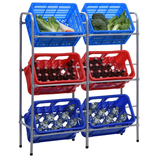 vidaXL Varastohylly 6 korille hopea 96x33x116 cm teräs