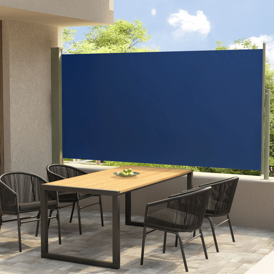 vidaXL Sisäänvedettävä terassin sivumarkiisi 160x300 cm sininen