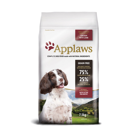 3 kg kaupan päälle! 2 x 7,5 kg Applaws-koiranruokaa - Adult Small & Medium Breed Chicken with Lamb