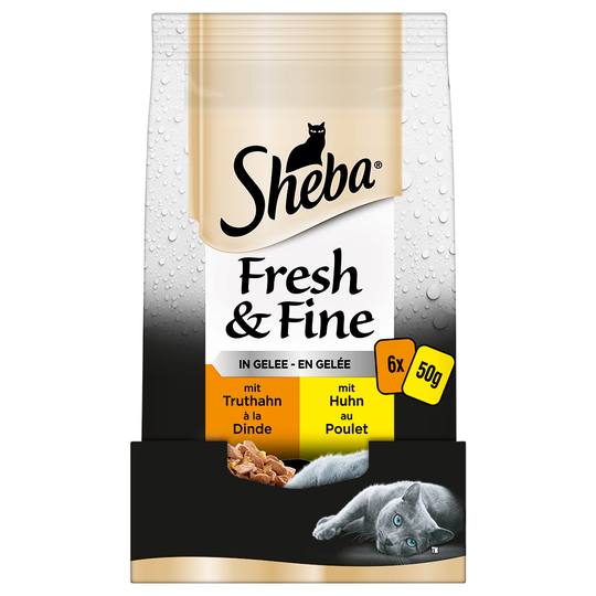 30 + 6 kaupan päälle! 36 x 50 g Sheba-kissanruoka - kalkkuna & kana hyytelössä