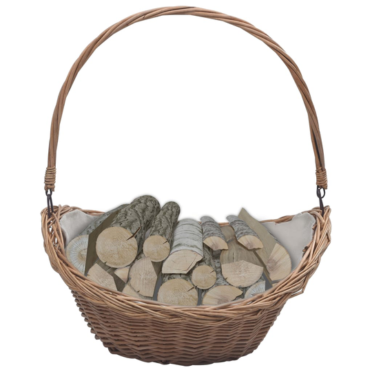 vidaXL 286987 Firewood Basket with Handle 57x46,5x52 cm Brown Willow
