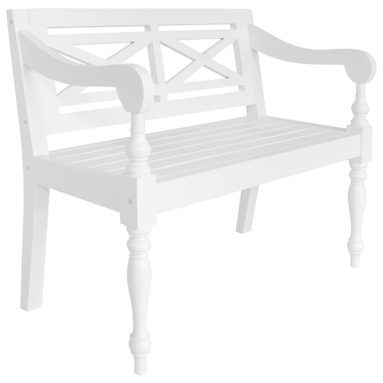 vidaXL Batavia-penkki täysmahonki 98 cm valkoinen