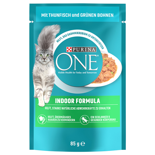 Purina One Indoor Formula - tonnikala & vihreät pavut (13 x 85 g)