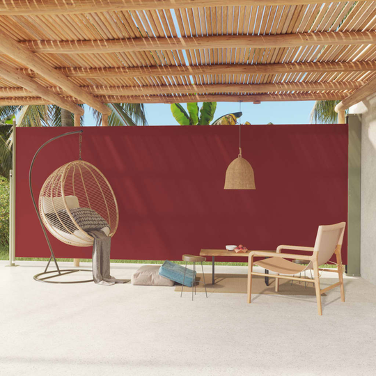 vidaXL Sisäänvedettävä terassin sivumarkiisi 220x600 cm punainen