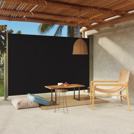 vidaXL Sisäänvedettävä terassin sivumarkiisi 200x300 cm musta