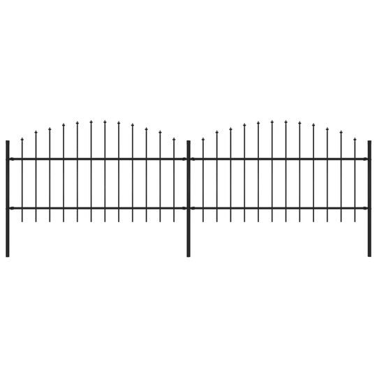vidaXL Puutarha-aita keihäskärjillä teräs (1-1,25)x3,4 m musta