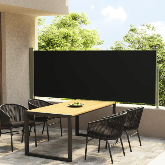 vidaXL Sisäänvedettävä terassin sivumarkiisi 117x300 cm musta