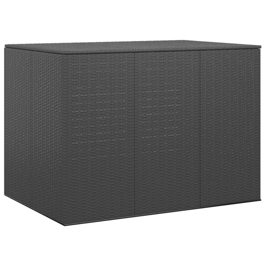 vidaXL Puutarhan säilytyslaatikko PE-rottinki 145x100x103 cm musta