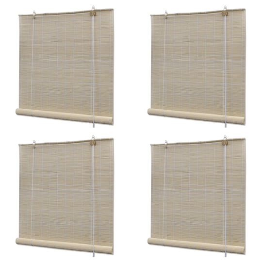 vidaXL Luonnolliset bambu rullaverhot 4 kpl 120x160 cm