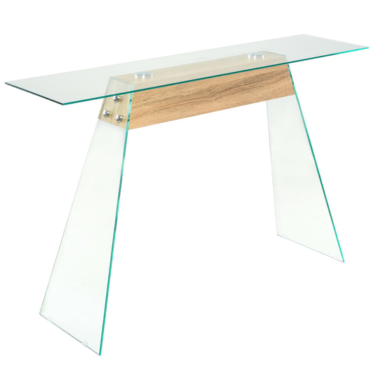 vidaXL Konsolipöytä MDF ja lasi 120x30x76 cm tammenvärinen