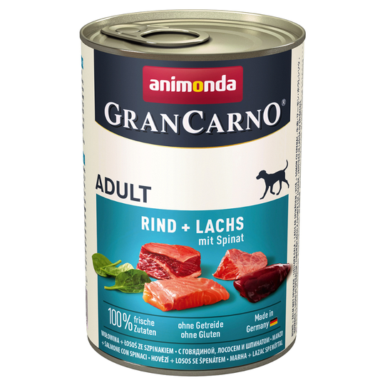 Animonda GranCarno Original Adult 6 x 400 g - nauta, lohi & pinaatti