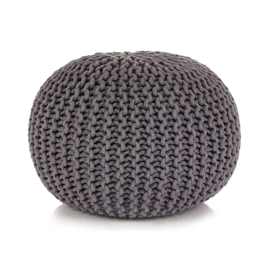 vidaXL Käsinpunottu pallorahi puuvilla 50x35 cm harmaa