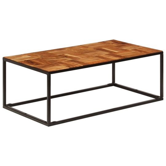 vidaXL Sohvapöytä 110x60x40 cm täysi akasiapuu ja teräs