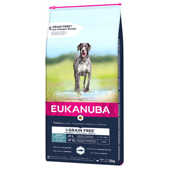 Eukanuba-koiranruoka erikoishintaan! - 3 kg Grain Free Adult Large Dogs lohi