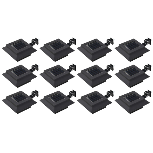 vidaXL Ulkoaurinkokennovalaisin 12 kpl LED neliö 12 cm musta