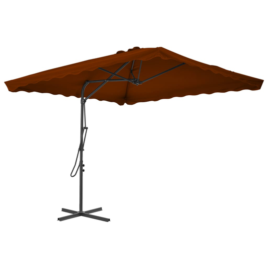 vidaXL Aurinkovarjo terästangolla terrakotta 250x250x230 cm