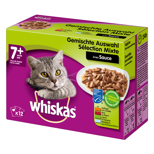 12 x 100 g Whiskas-kissanruokaa erikoishintaan! - 7+ Senior kala- ja lihavalikoima hyytelössä