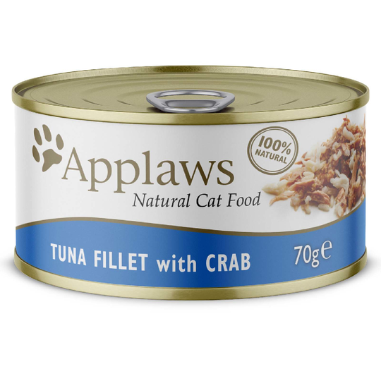 18 + 6 kaupan päälle! 24 x 70 g Applaws-kissanruokaa - in Broth: tonnikalafilee & rapu