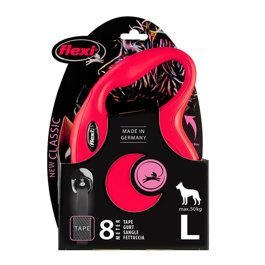 flexi New Classic -nauhatalutin L punainen, 8 m - flexi New Classic -nauhatalutin L punainen, 8 m