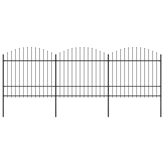 vidaXL Puutarha-aita keihäskärjillä teräs (1,5-1,75)x5,1 m musta