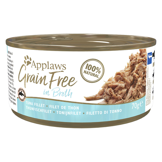 18 + 6 kaupan päälle! 24 x 70 g Applaws-kissanruokaa - Grainfree in Broth: tonnikalafilee