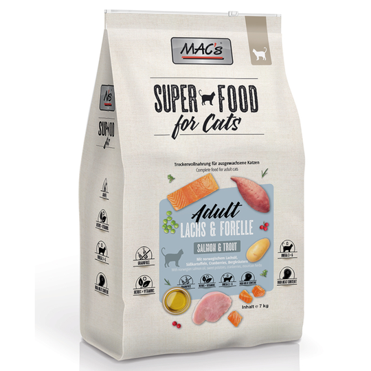 MAC's Superfood for Cats -säästöpakkaus 2 x 7 kg - Adult Salmon & Trout