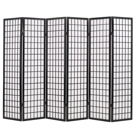 vidaXL Tilanjakaja 6 paneelia japanilaistyylinen 240x170cm musta