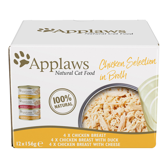 Applaws-purkkilajitelma 12 x 156 g - Kanaa liemessä