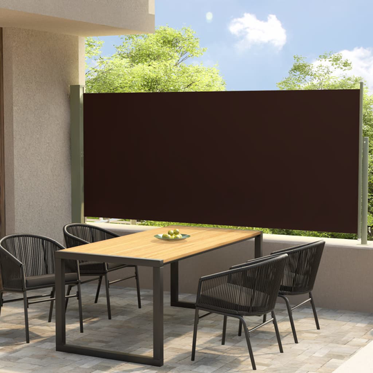 vidaXL Sisäänvedettävä terassin sivumarkiisi 117x300 cm ruskea