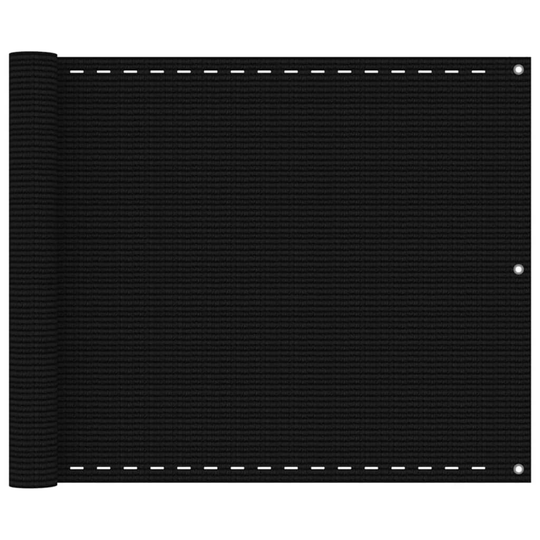 vidaXL Parvekkeen suoja musta 75x400 cm HDPE