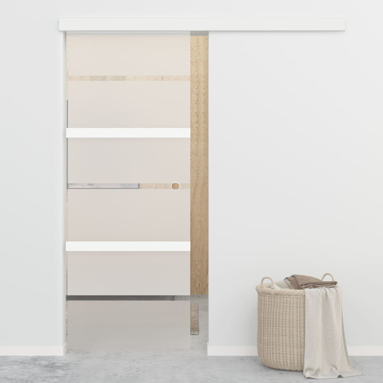 vidaXL Liukuovi ESG-lasi ja alumiini 76x205 cm hopea