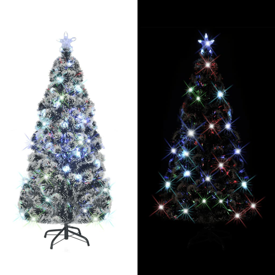 vidaXL Tekojoulukuusi jalusta/LED 150 cm kuituoptiikka