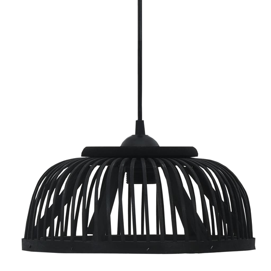 vidaXL Riippuvalaisin musta bambu 40 W 30x12 cm puolipyöreä E27