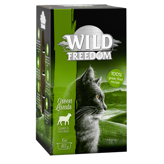 Wild Freedom Adult -rasiat 6 x 85 g erikoishintaan! - Green Lands - lammas & kana