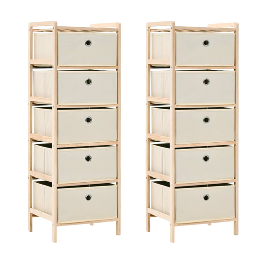 vidaXL Säilytystelineet 5 kangaskorilla 2 kpl setripuu beige