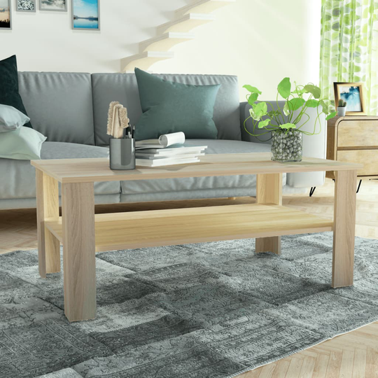 vidaXL Sohvapöytä lastulevy 100x59x42 cm tammen värinen