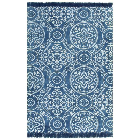 vidaXL Kelim matto puuvilla 160x230 cm kuviolla sininen