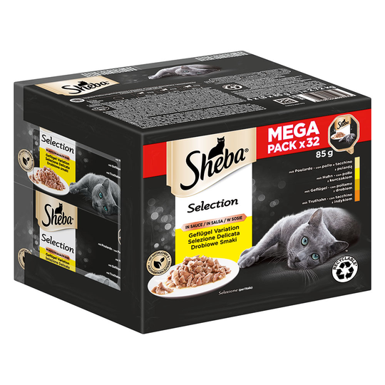 50 + 14 kaupan päälle! 64 x 85 g Sheba-kissanruokaa - Selection in Sauce
