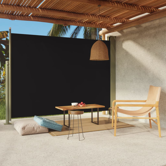 vidaXL Sisäänvedettävä terassin sivumarkiisi 220x300 cm musta
