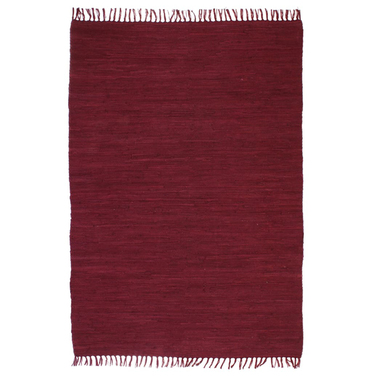 vidaXL Käsin kudottu Chindi-matto puuvilla 120x170 cm burgundi