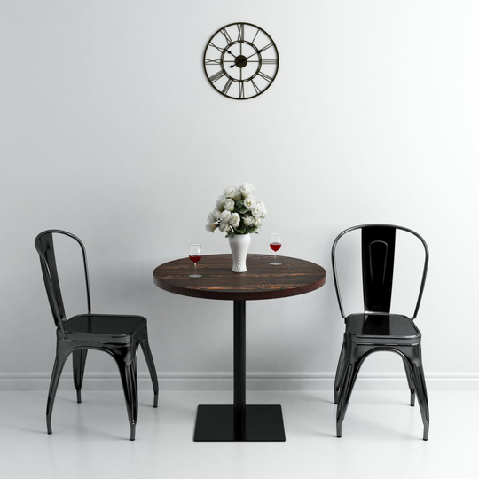 vidaXL Bistropöytä MDF ja teräs pyöreä 80x75 cm tumma tuhka